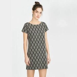 2/$30 ZARA Argyle Jacquard Shift Dress Cap Sleeve XS #A0668
